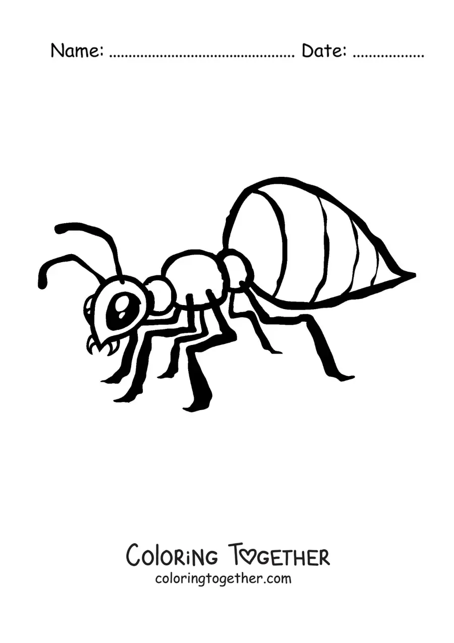 Coloring page of an easy ant