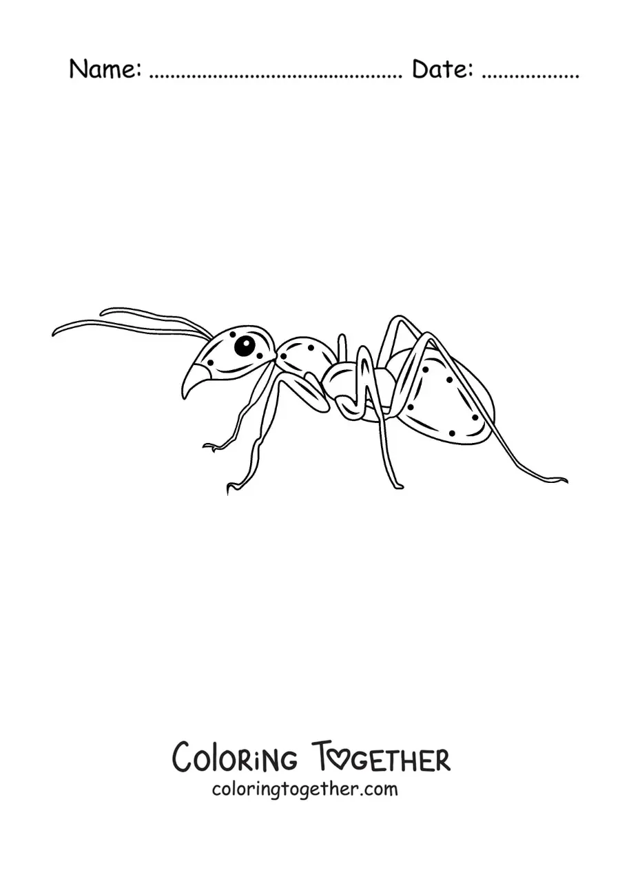 Coloring page of a realistic ant