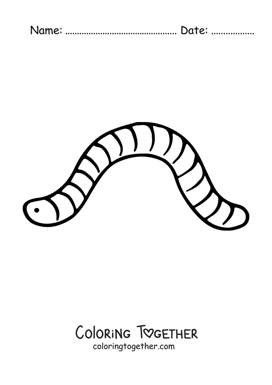 Coloring page of an easy earthworm