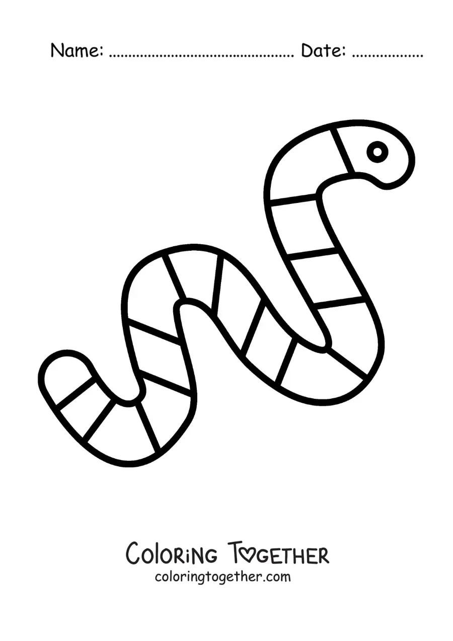Coloring page of a big, easy earthworm