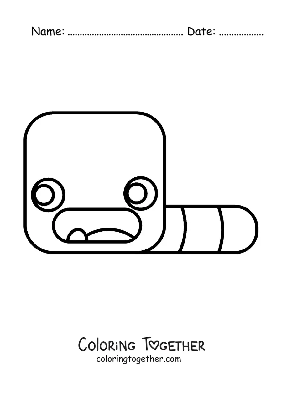 Coloring page of a funny cartoon earthworm