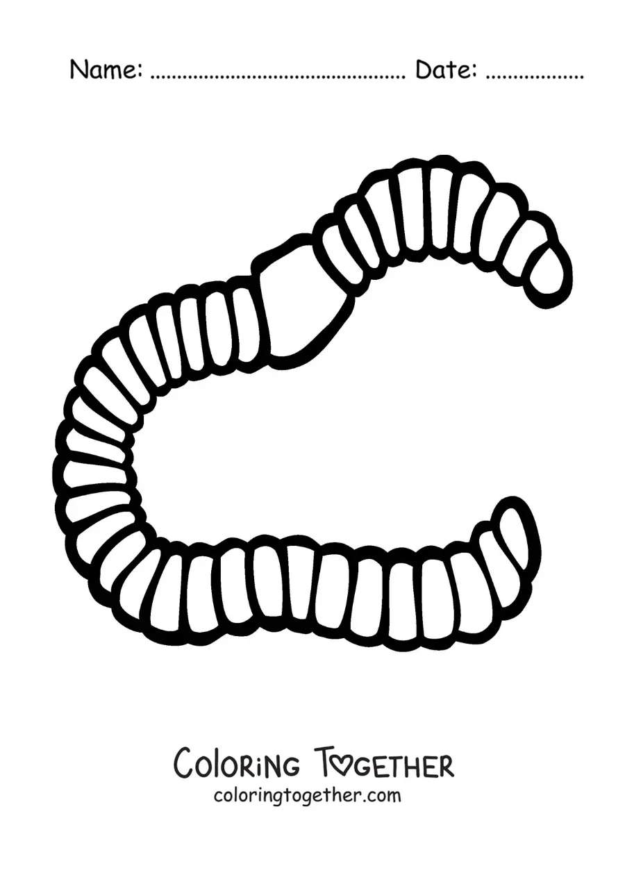 Coloring page of a realistic annelid
