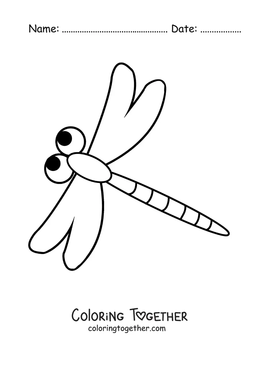 Coloring page of an easy dragonfly