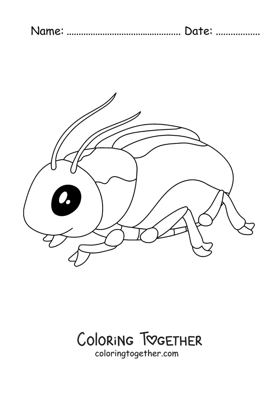 Coloring page of a kawaii beetle