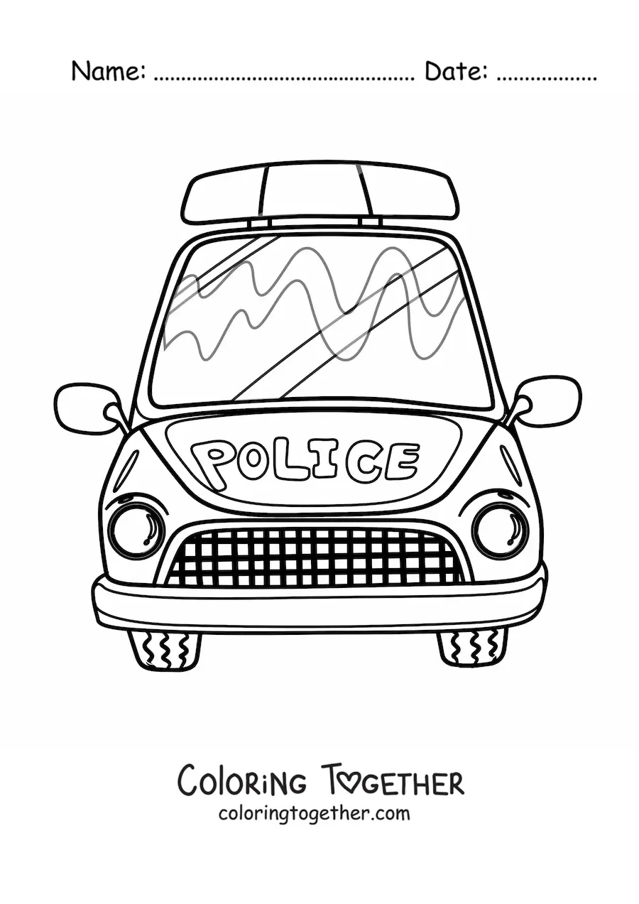 Coloring page of a police patrol car