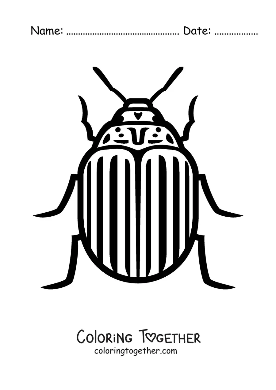 Coloring page of an easy potato beetle