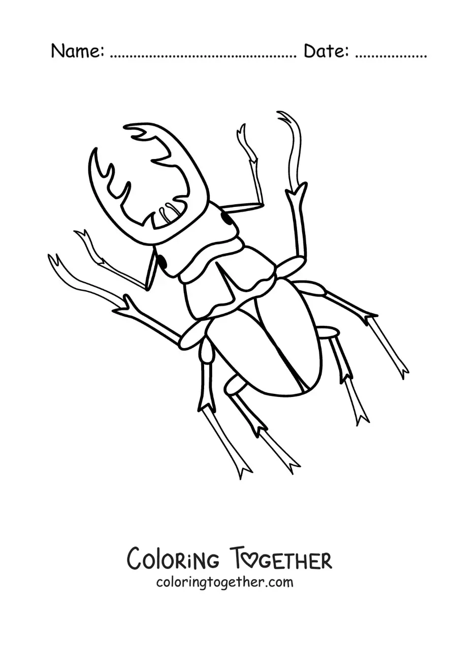 Coloring page of a stag beetle
