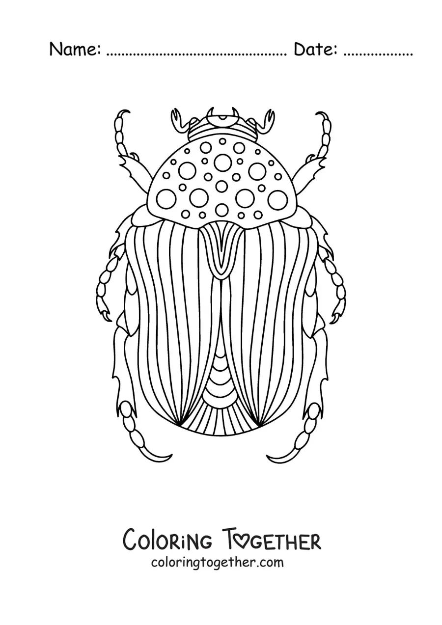 Coloring page of a big beetle