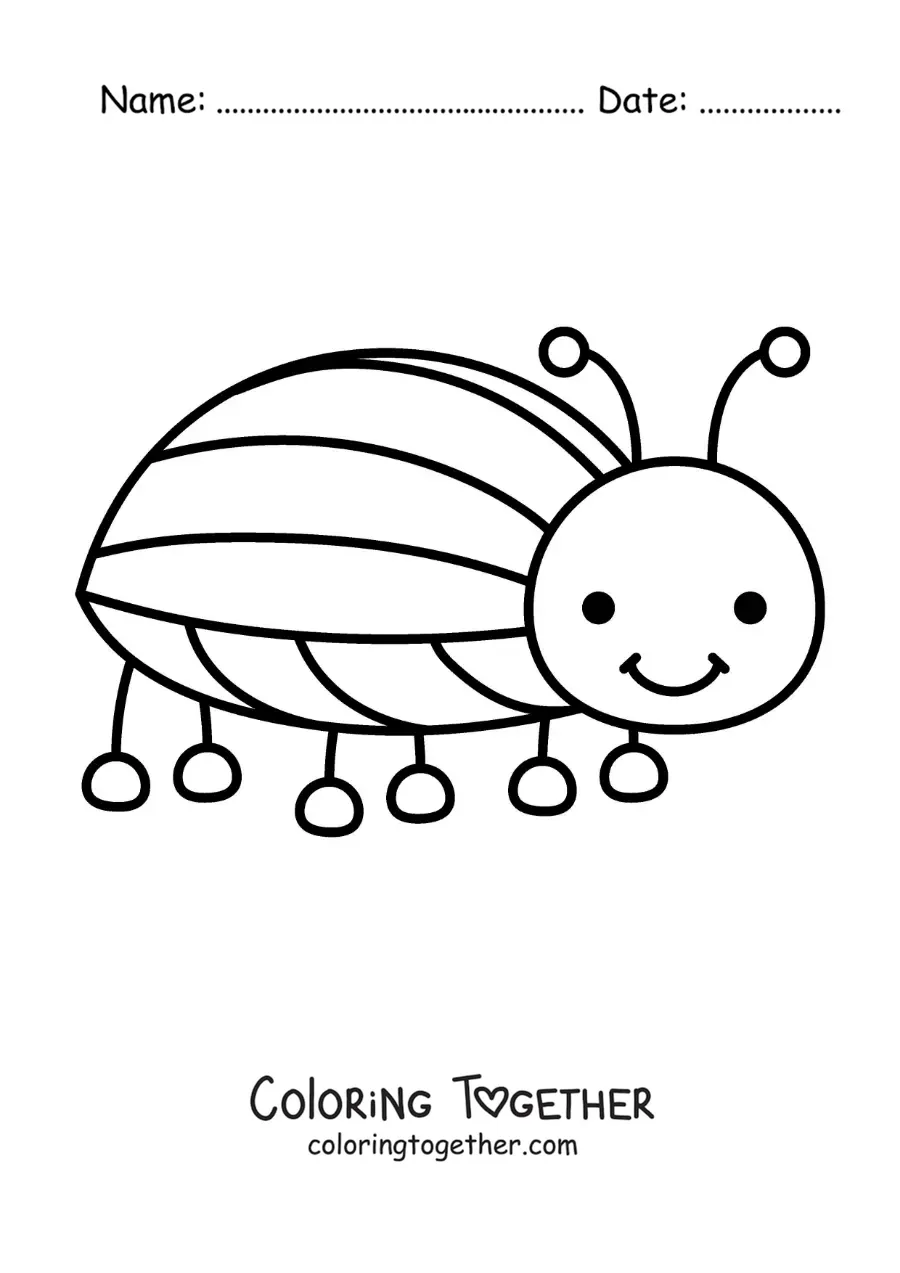 Coloring page of an easy, childish beetle