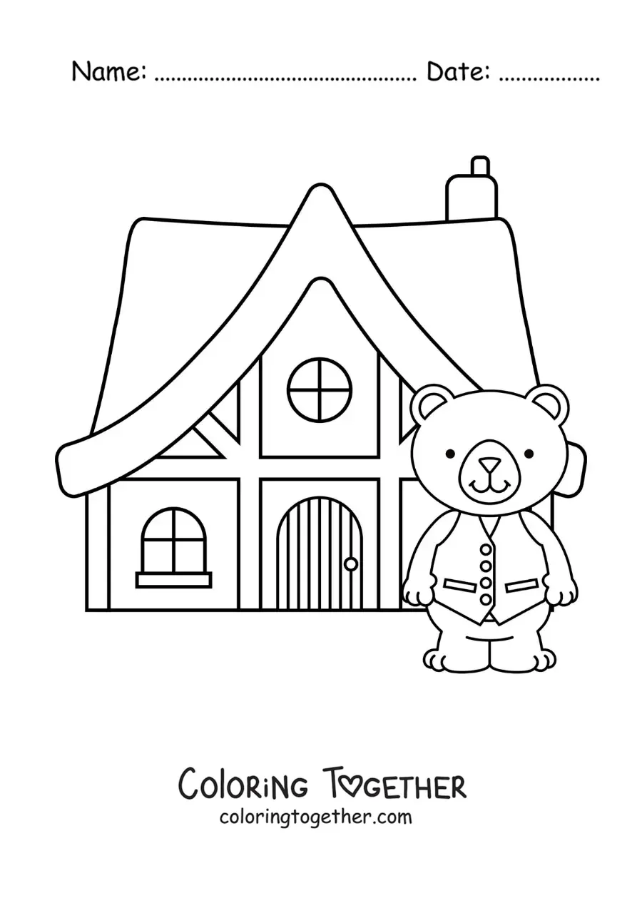 Coloring page of the three little bears' house