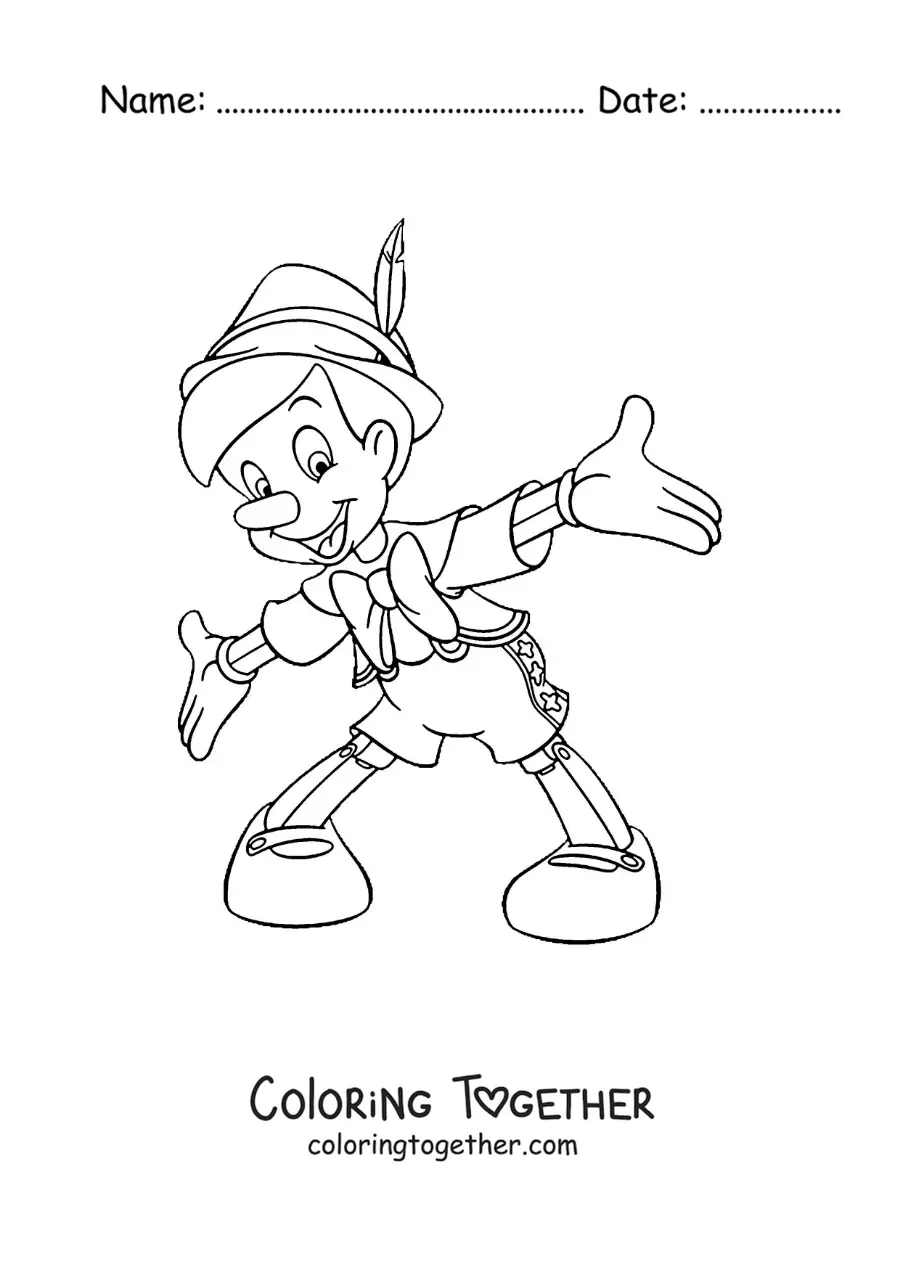 Coloring page of cartoon Pinocchio