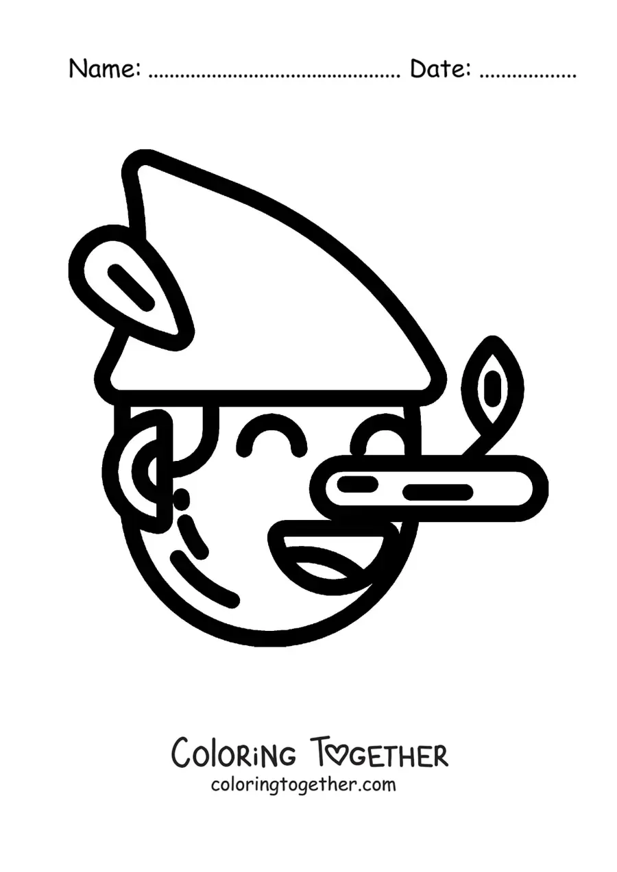 Coloring page of an easy Pinocchio face with the big nose