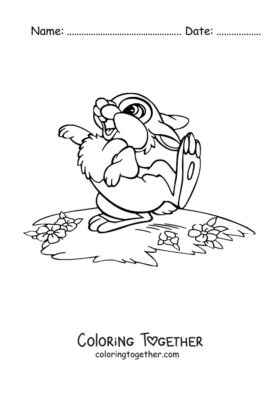 Coloring page of Thumper the rabbit