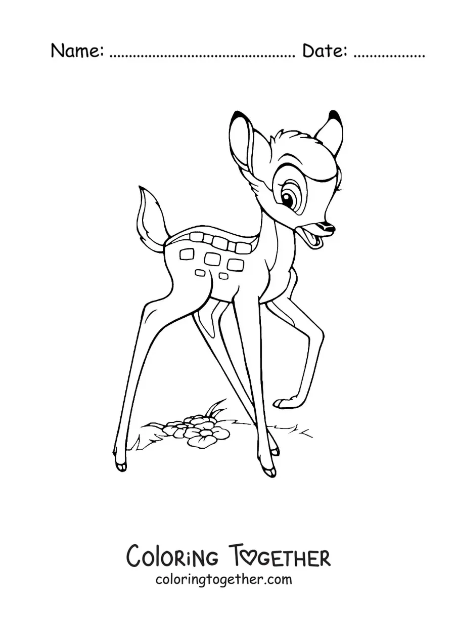 Coloring page of Bambi walking
