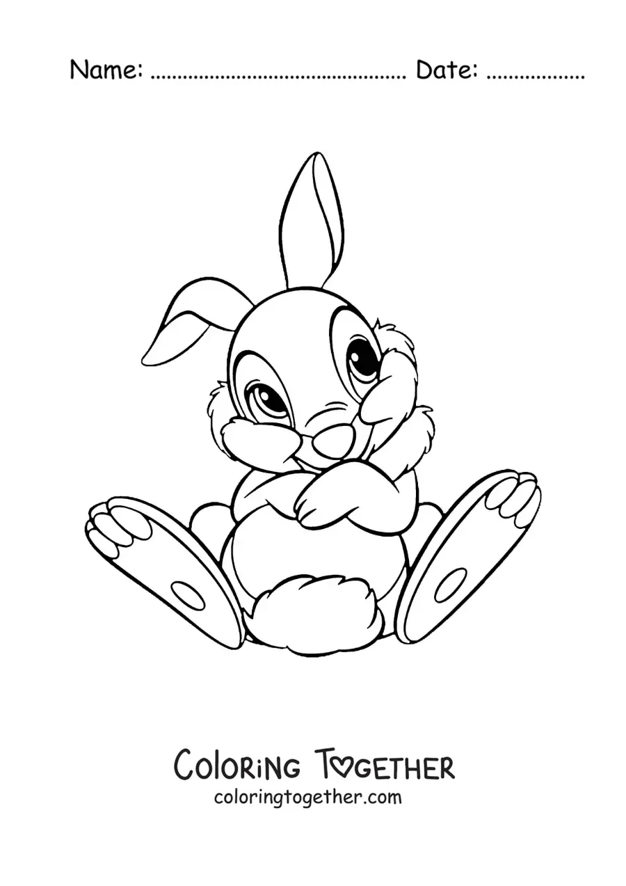 Coloring page of Thumper the rabbit, Bambi's friend