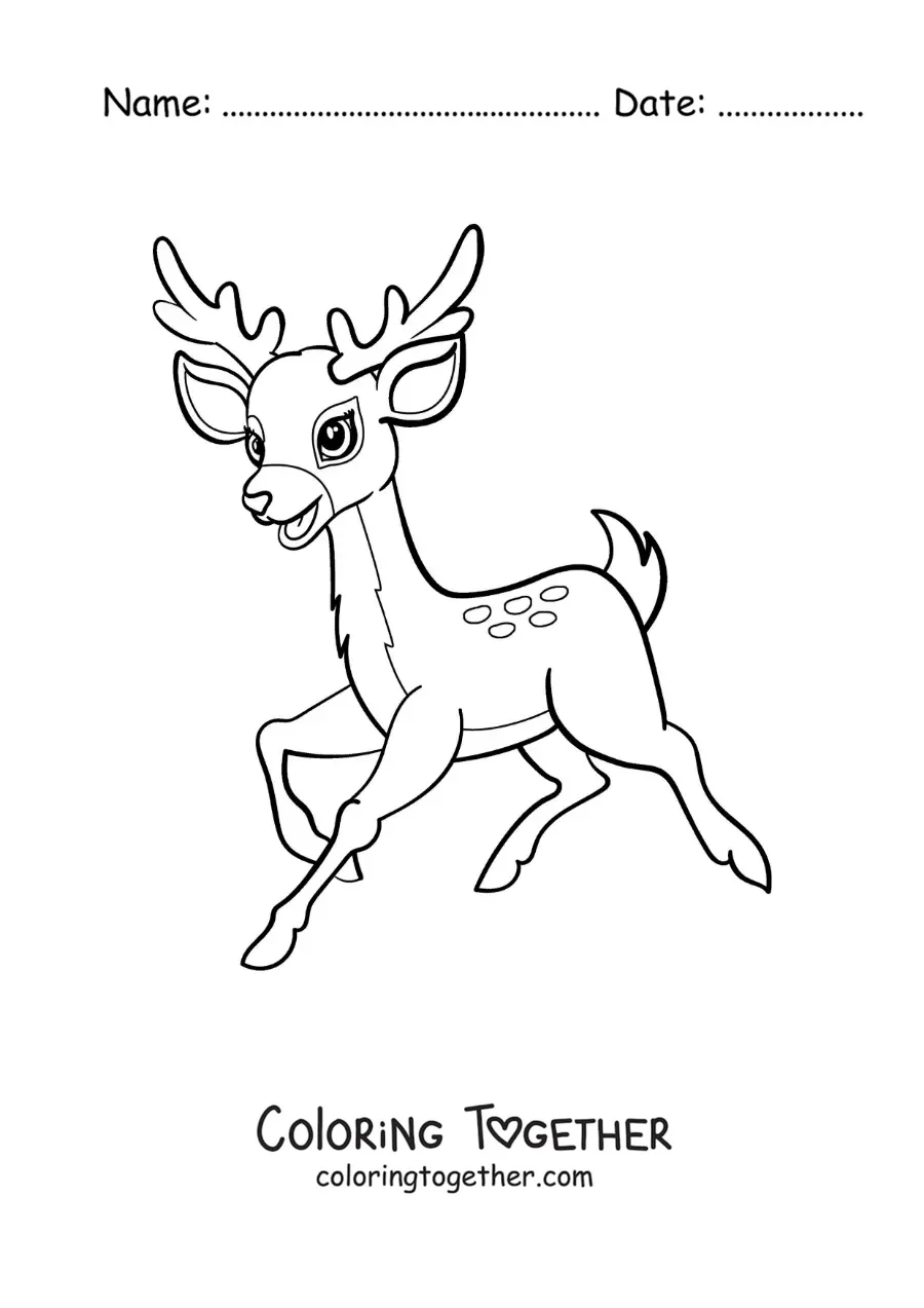 Coloring page of cartoon Bambi