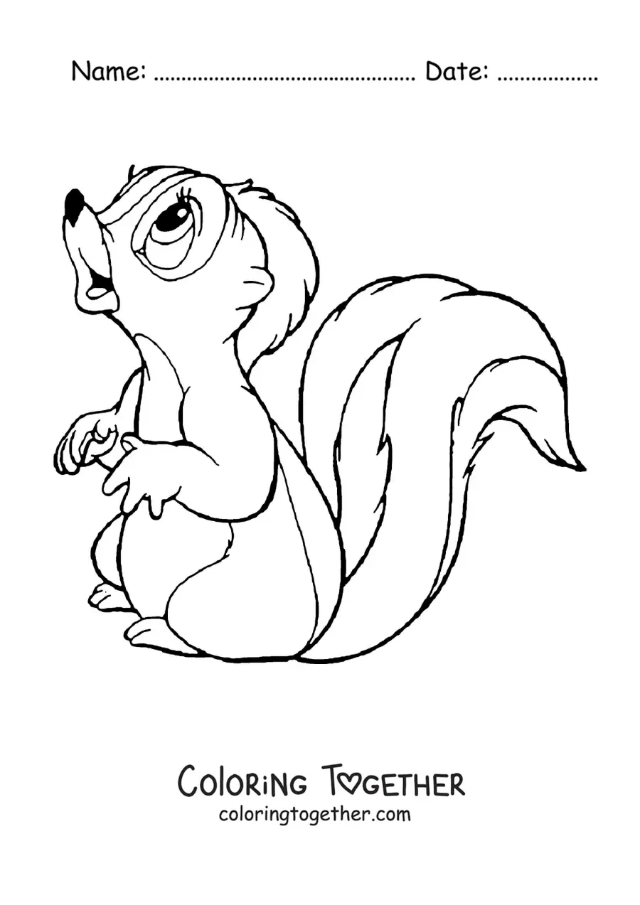 Coloring page of cartoon Flower the skunk