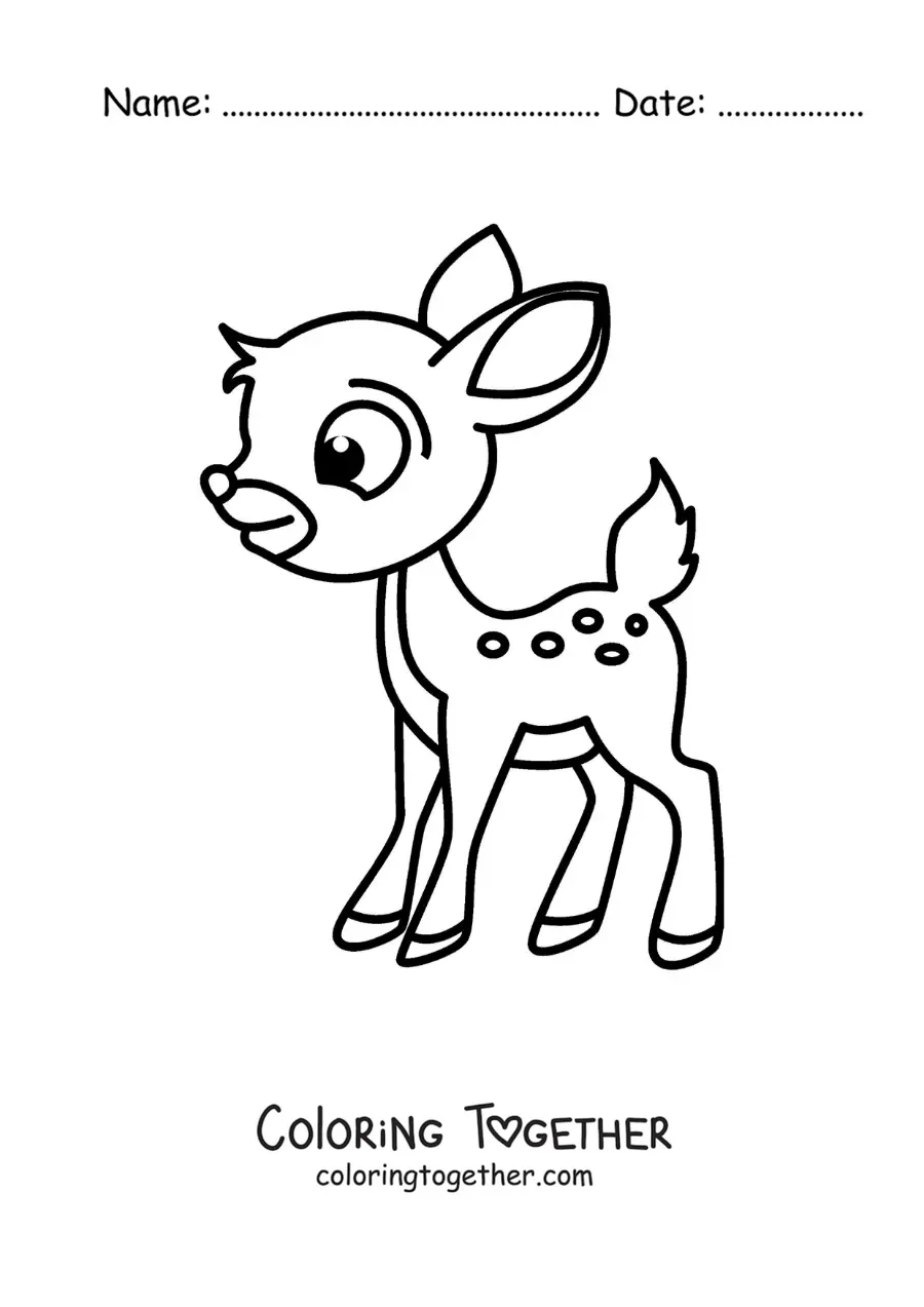 Coloring page of an easy Bambi cartoon