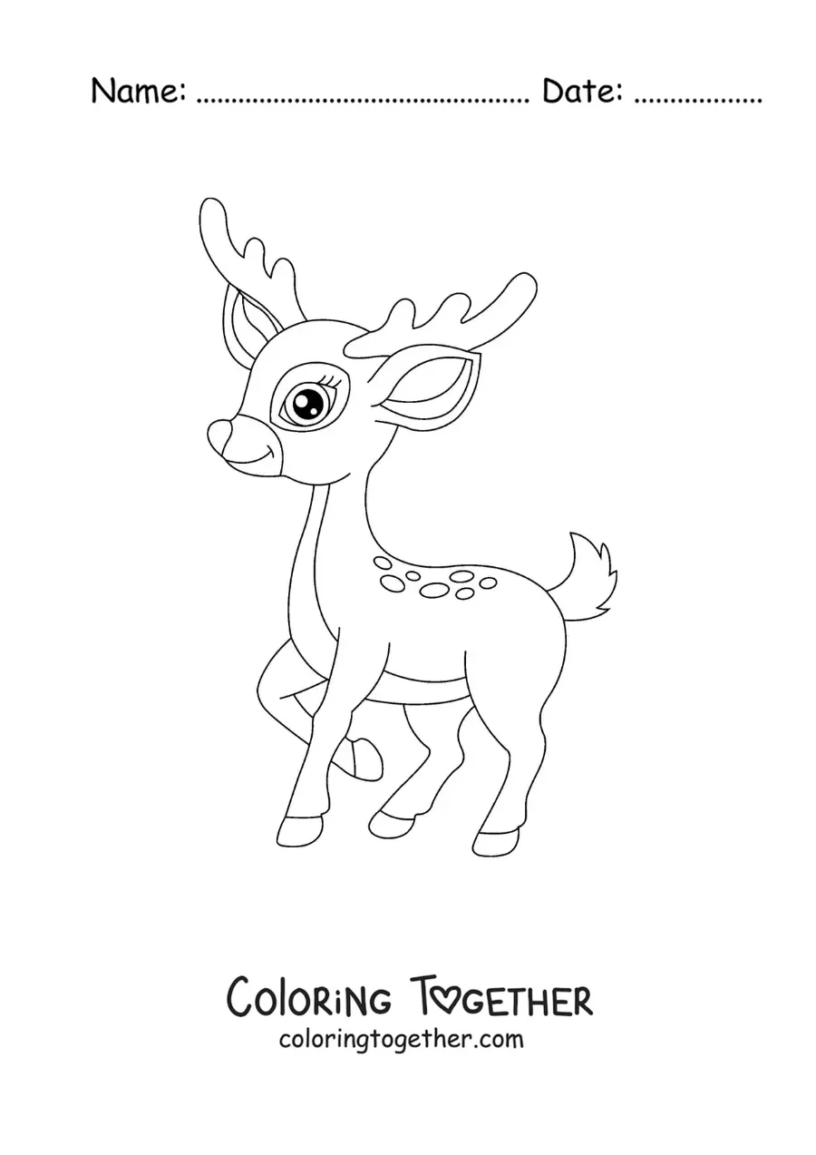 Coloring page of animated Bambi with antlers