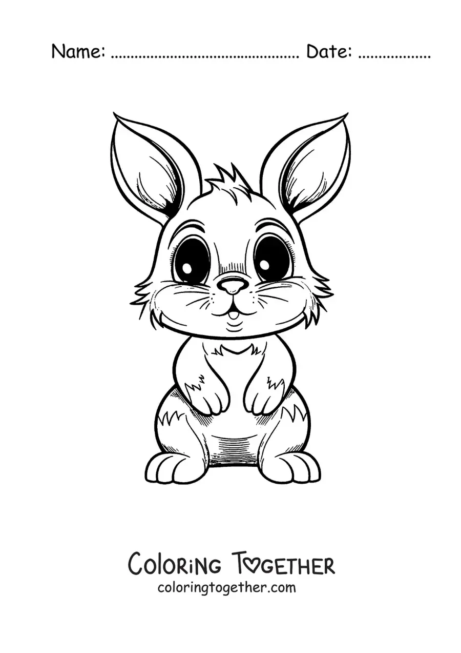 Coloring page of big kawaii Thumper the rabbit