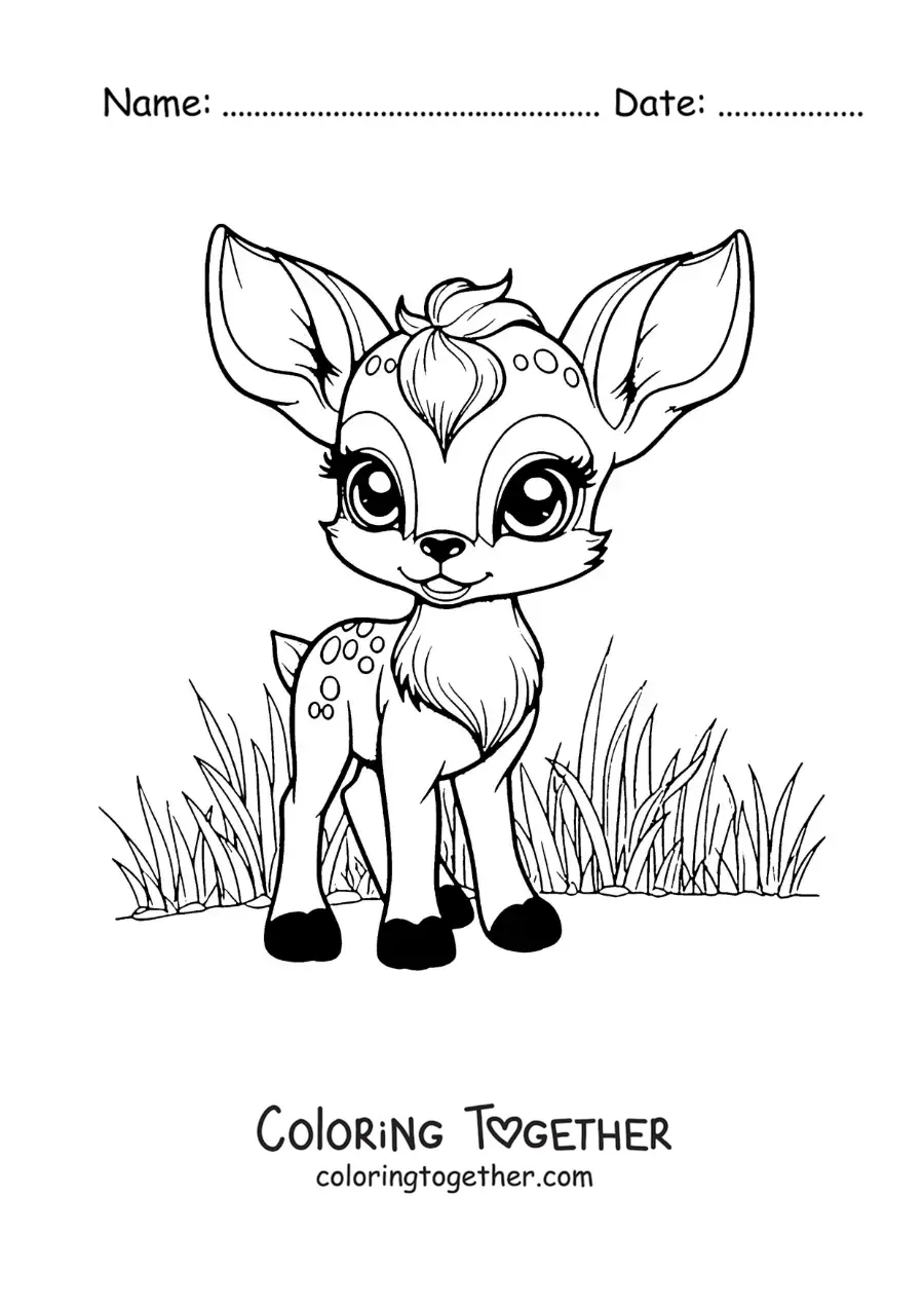 Coloring page of cartoon kawaii Faline