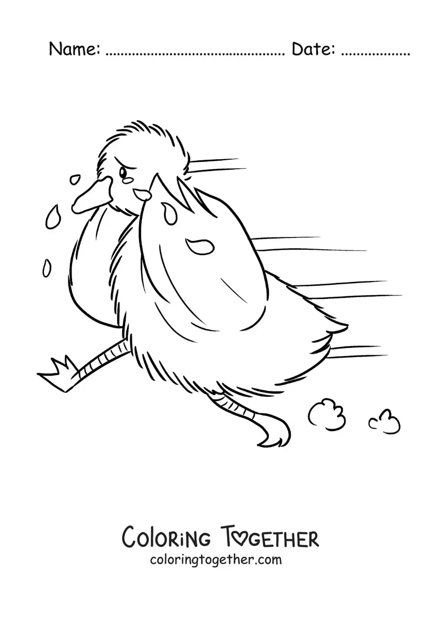 Coloring page of the Ugly Duckling crying