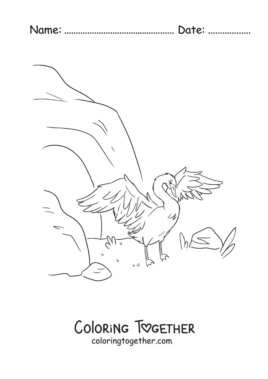 Coloring page of the Ugly Duckling turning into a swan
