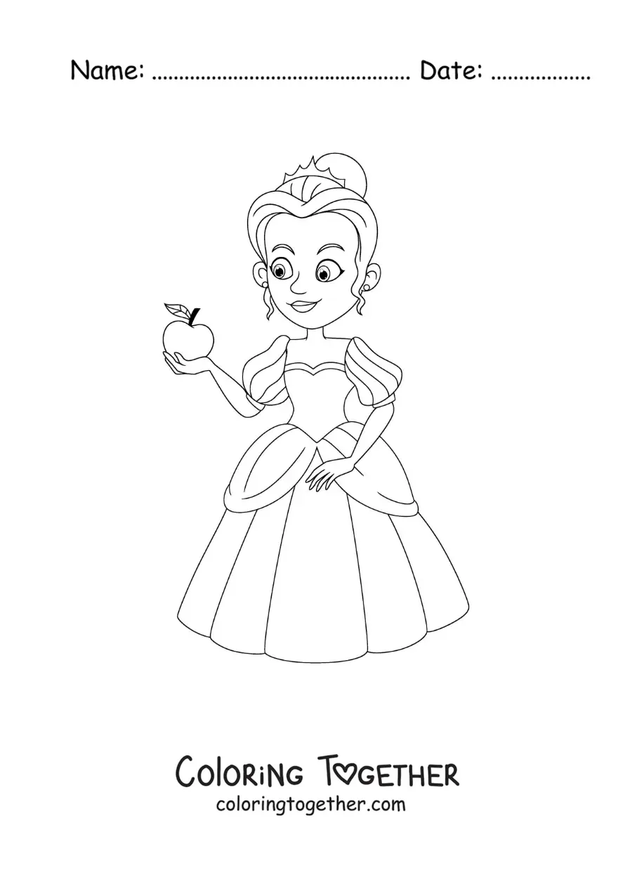 Coloring page of the animated princess Snow White