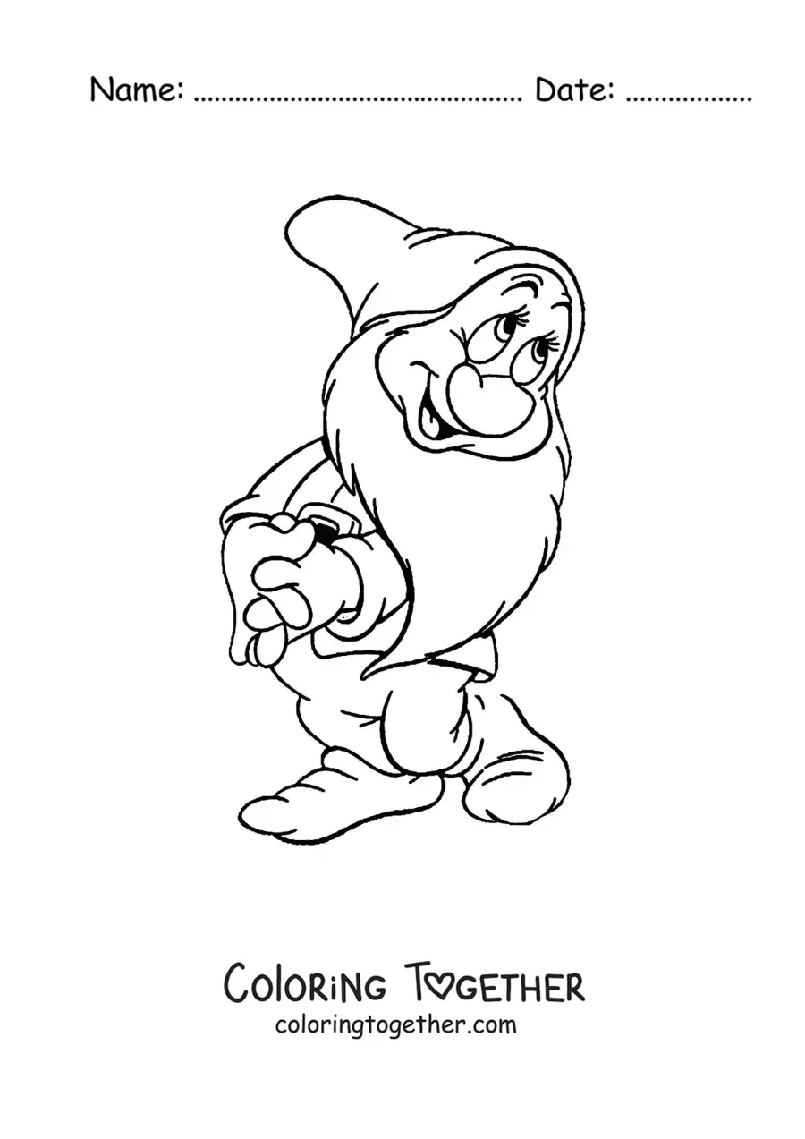 Coloring page of the animated dwarf Bashful