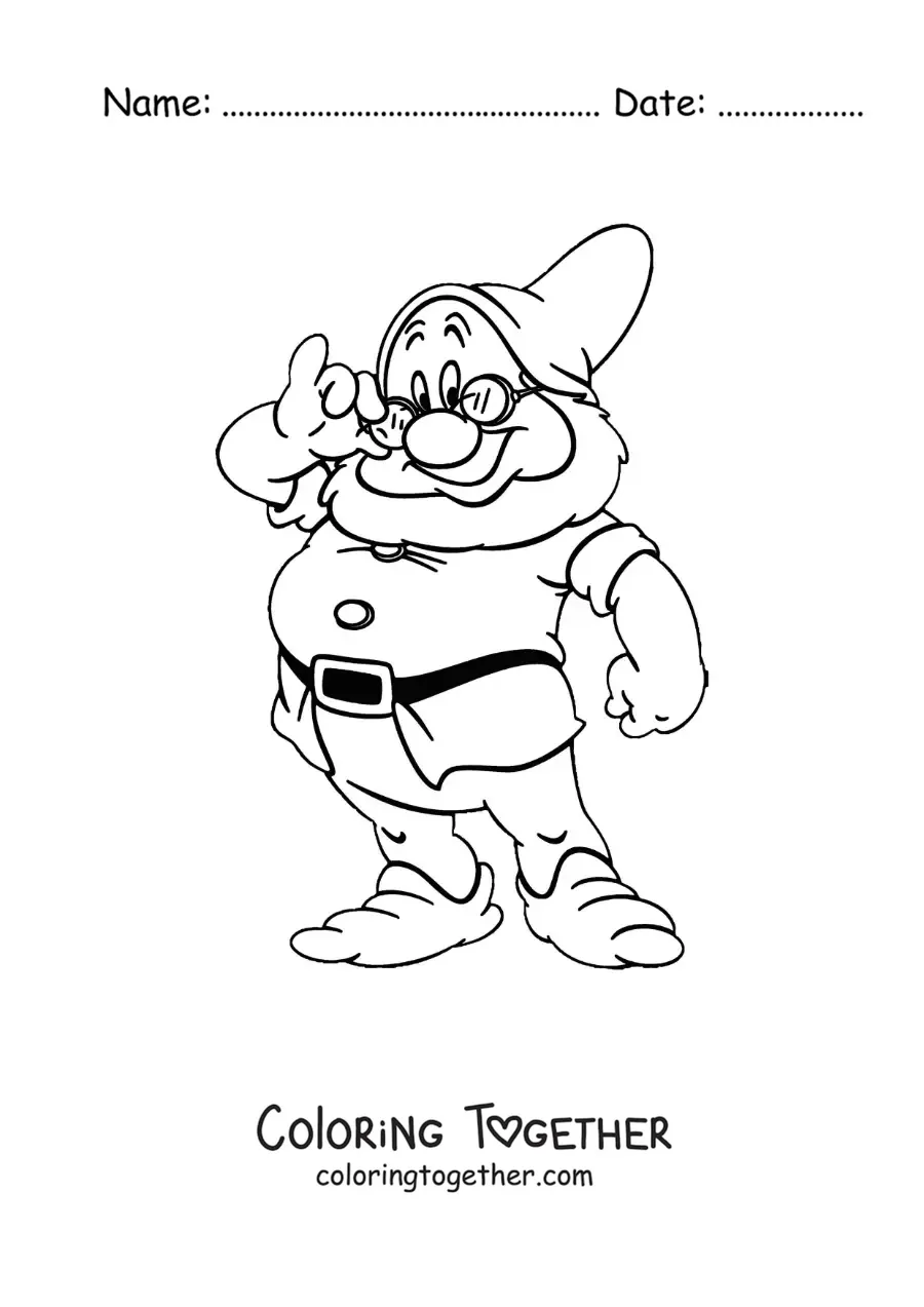 Coloring page of the animated dwarf Doc