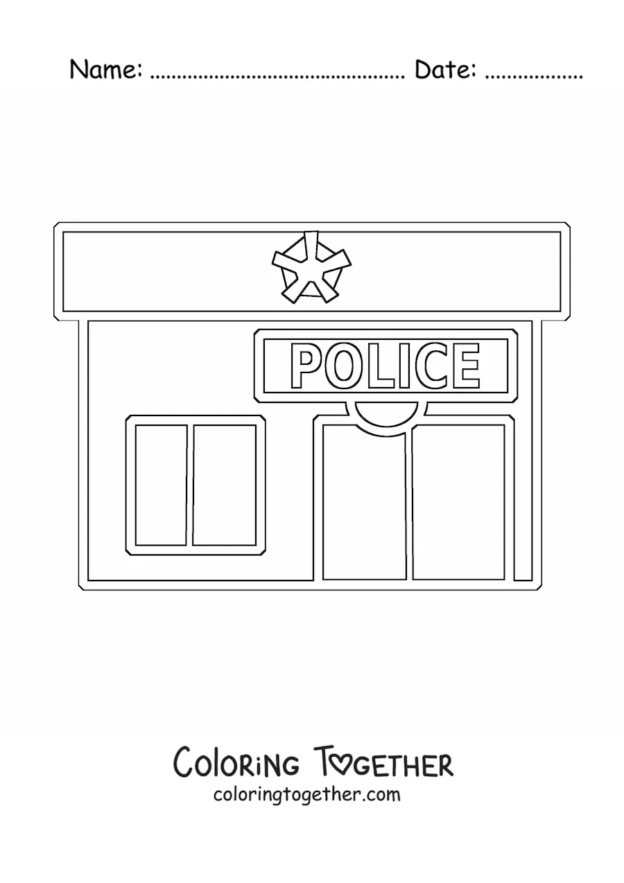 Coloring page of a police station