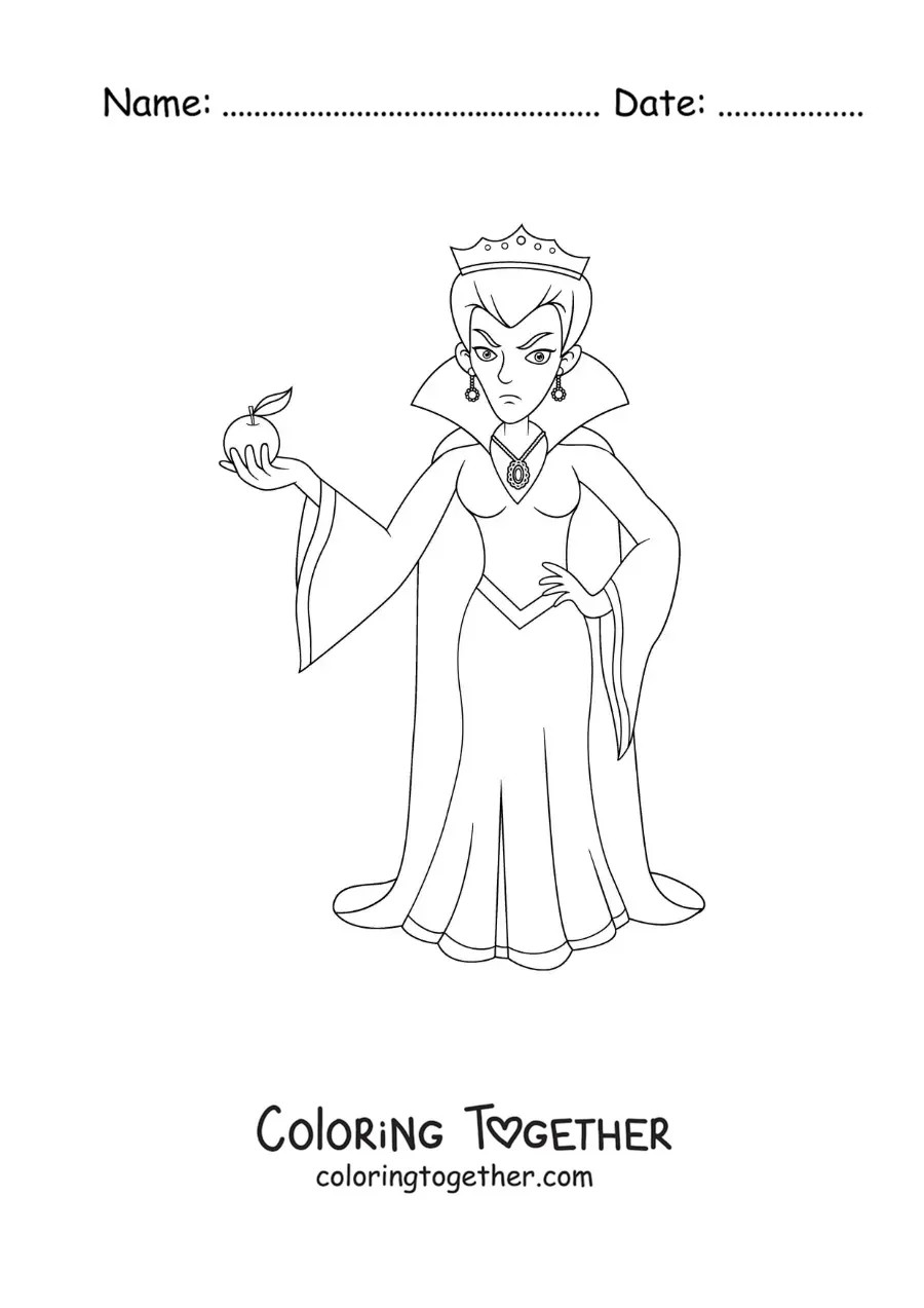 Coloring page of the evil queen from Snow White
