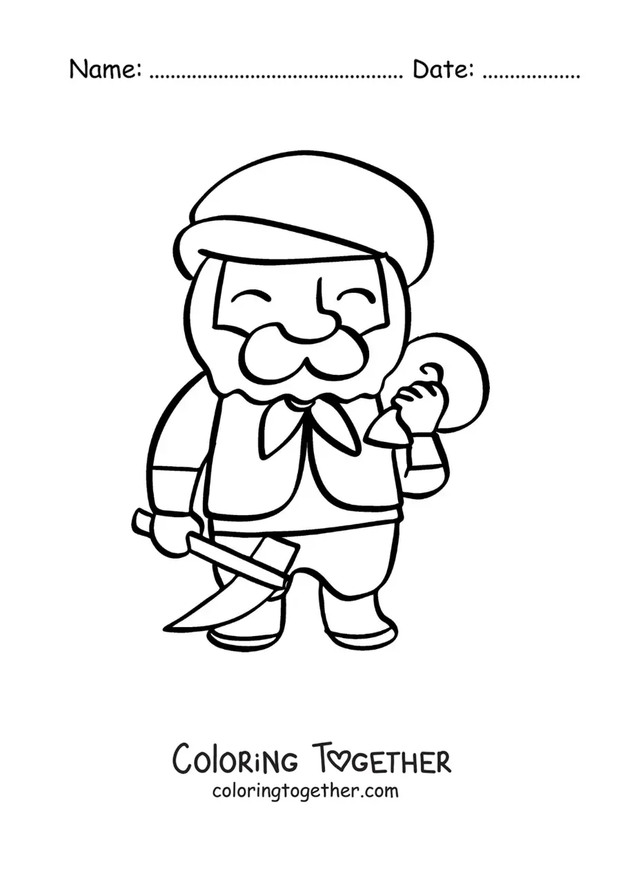 Coloring page of one of the 7 dwarfs from Snow White
