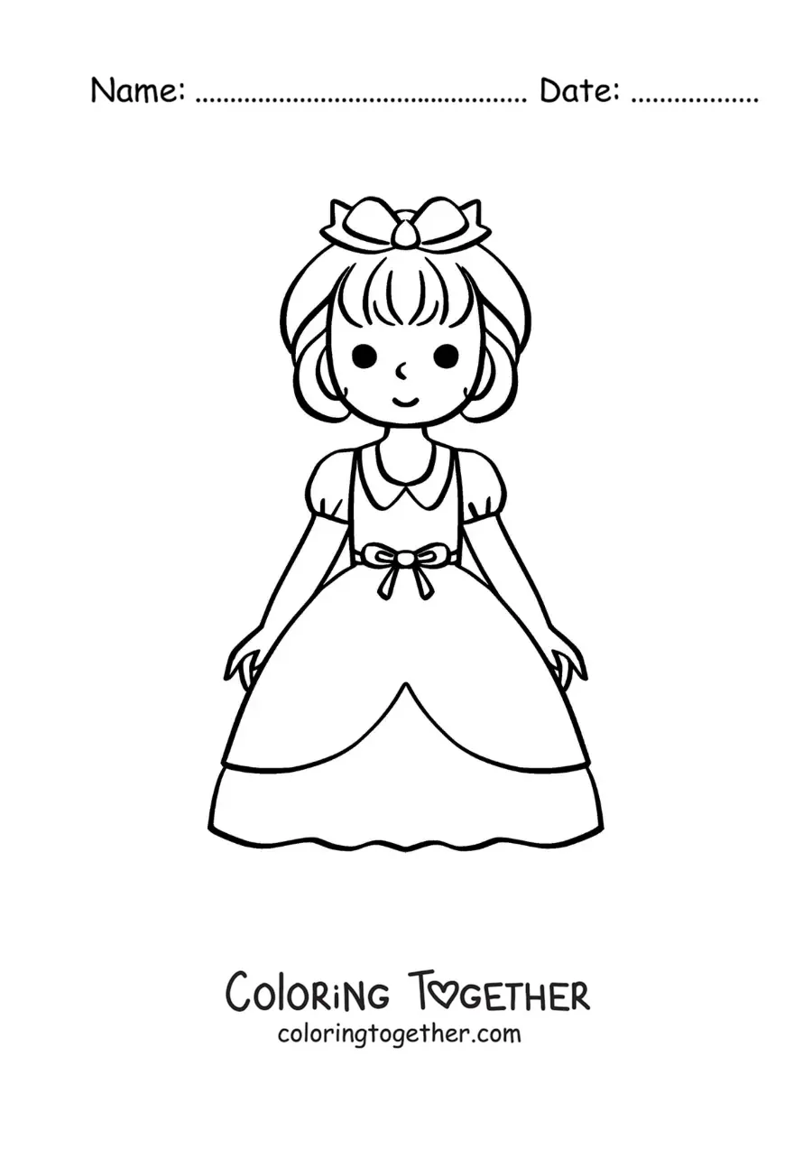 Coloring page of cartoon Snow White