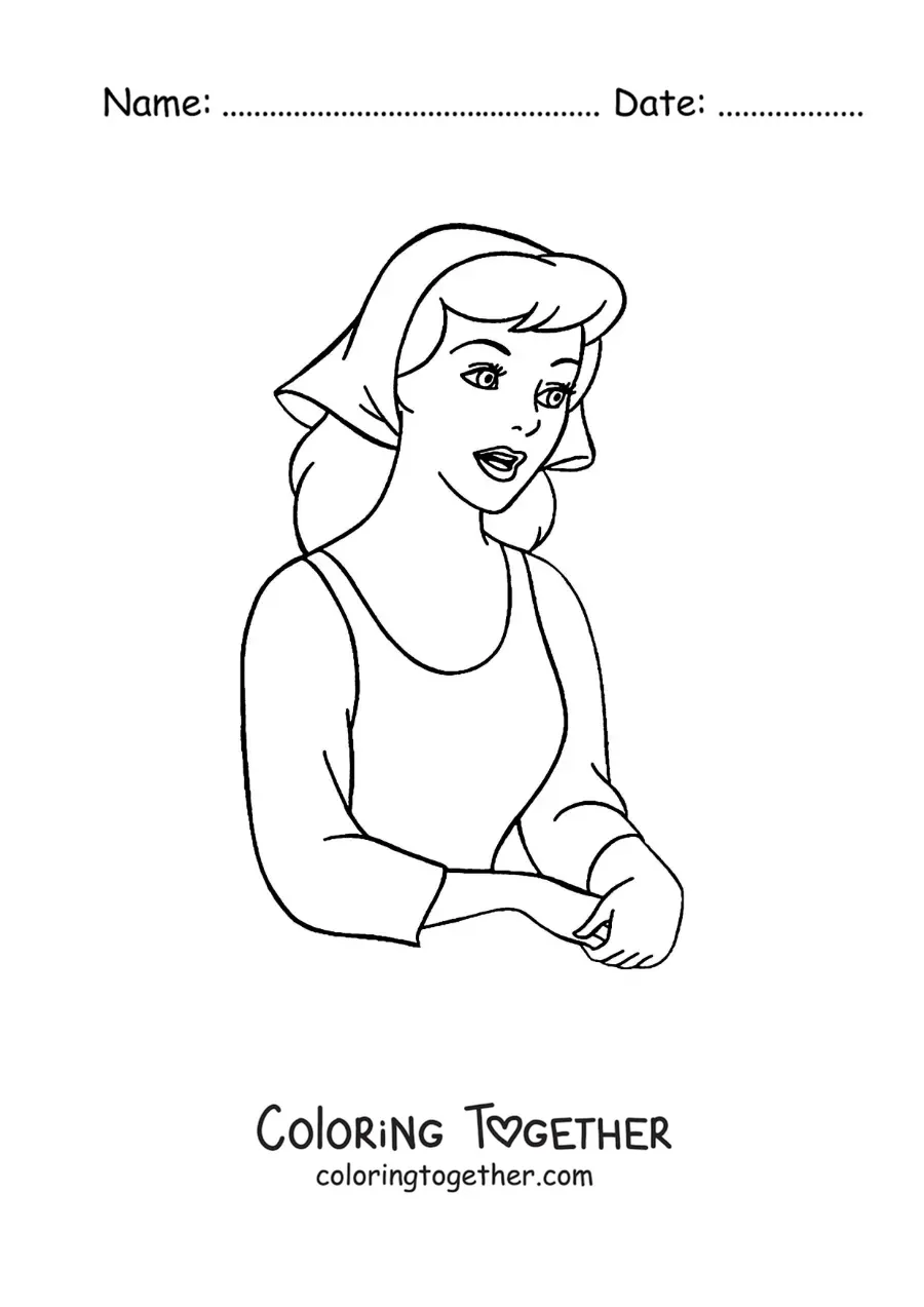 Coloring page of cartoon Cinderella