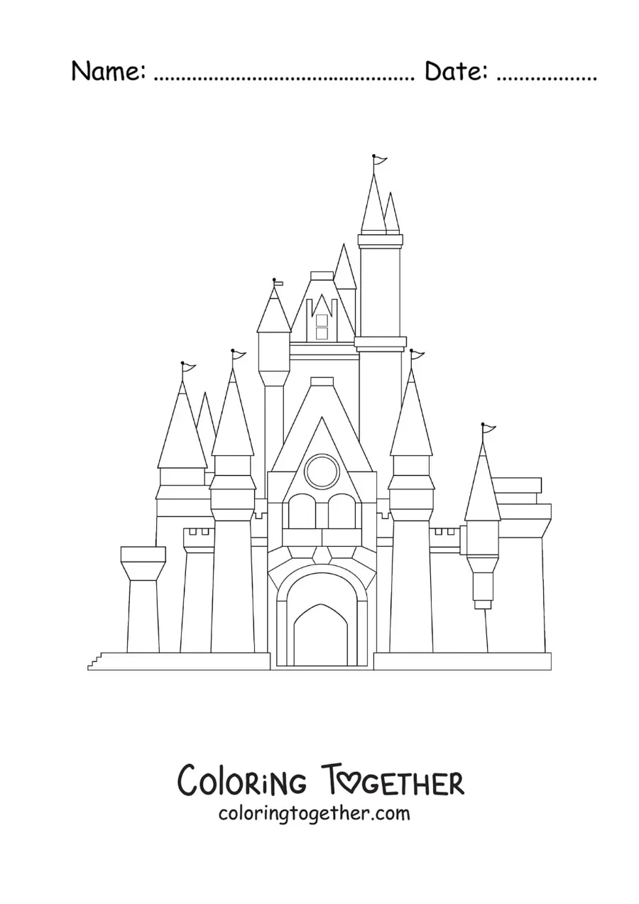 Coloring page of Cinderella's castle