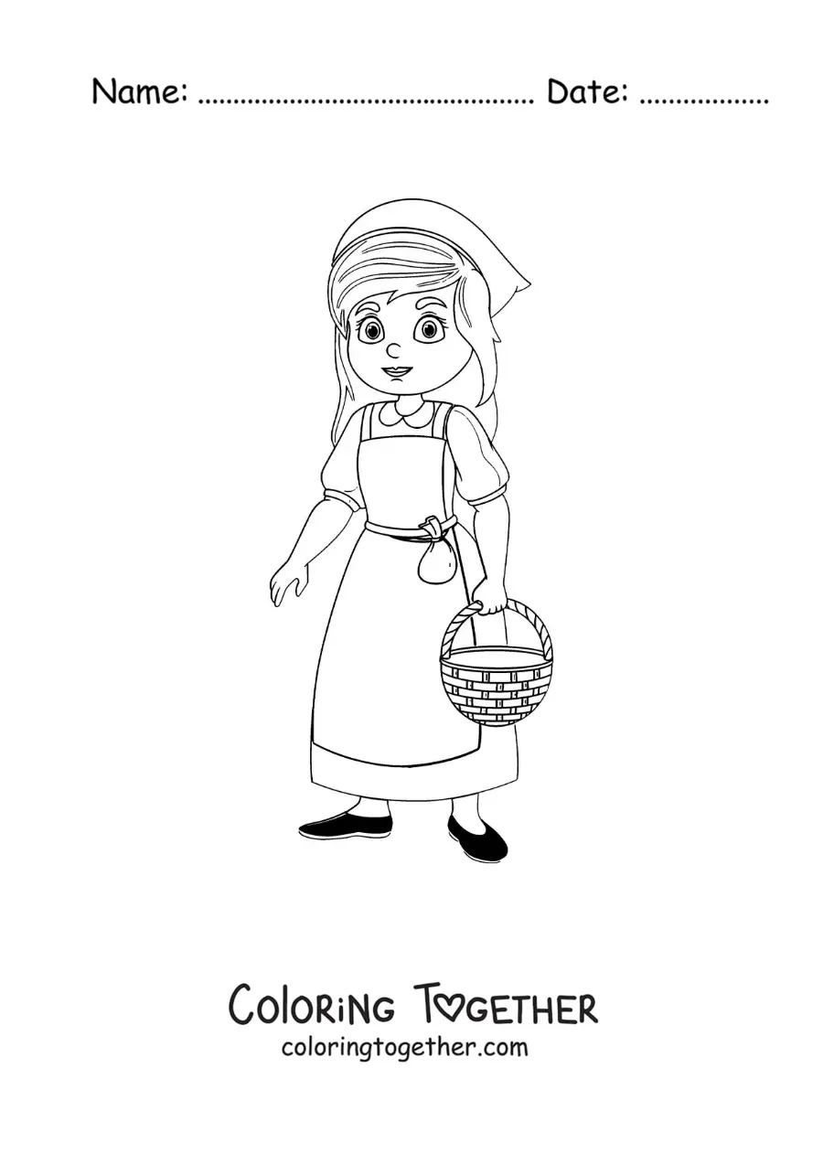 Coloring page of Cinderella doing chores
