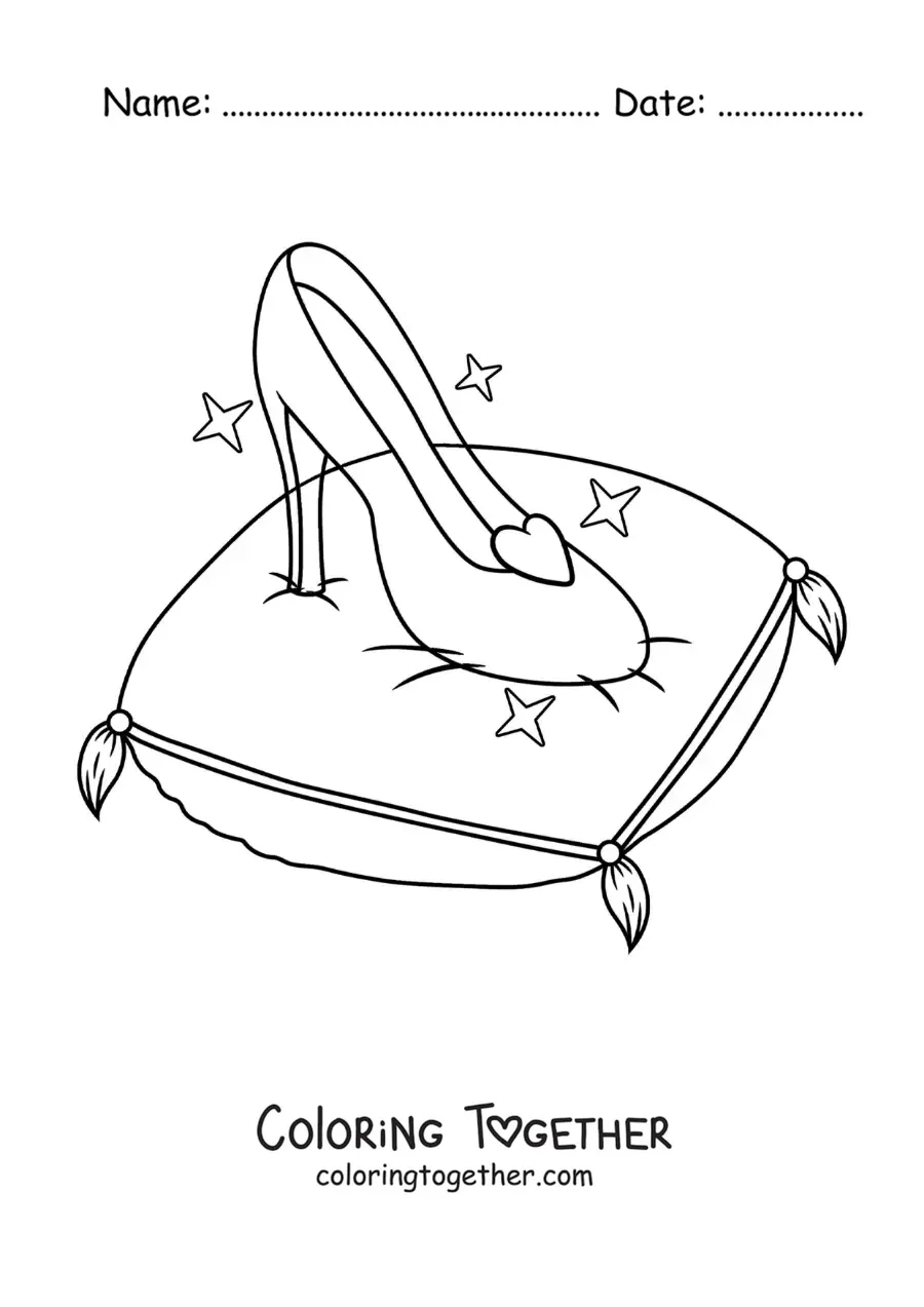 Coloring page of Cinderella's glass slipper