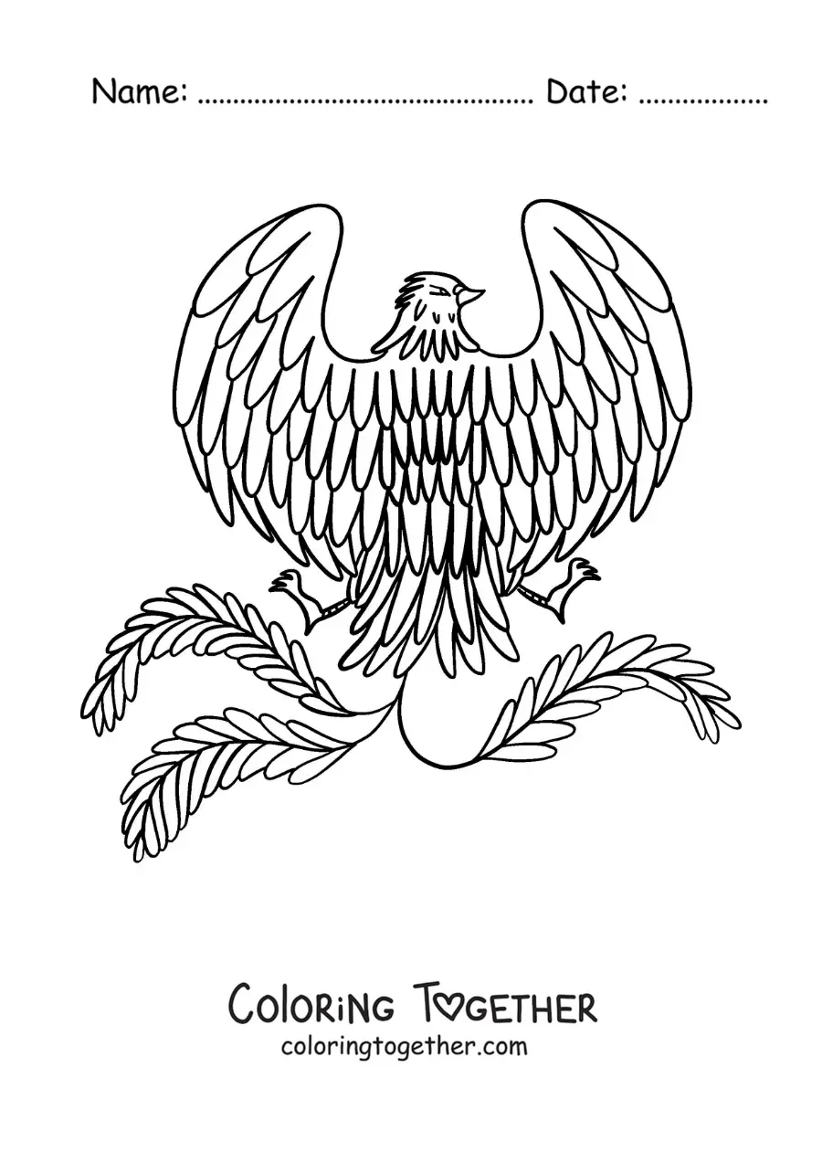 Coloring page of an easy phoenix