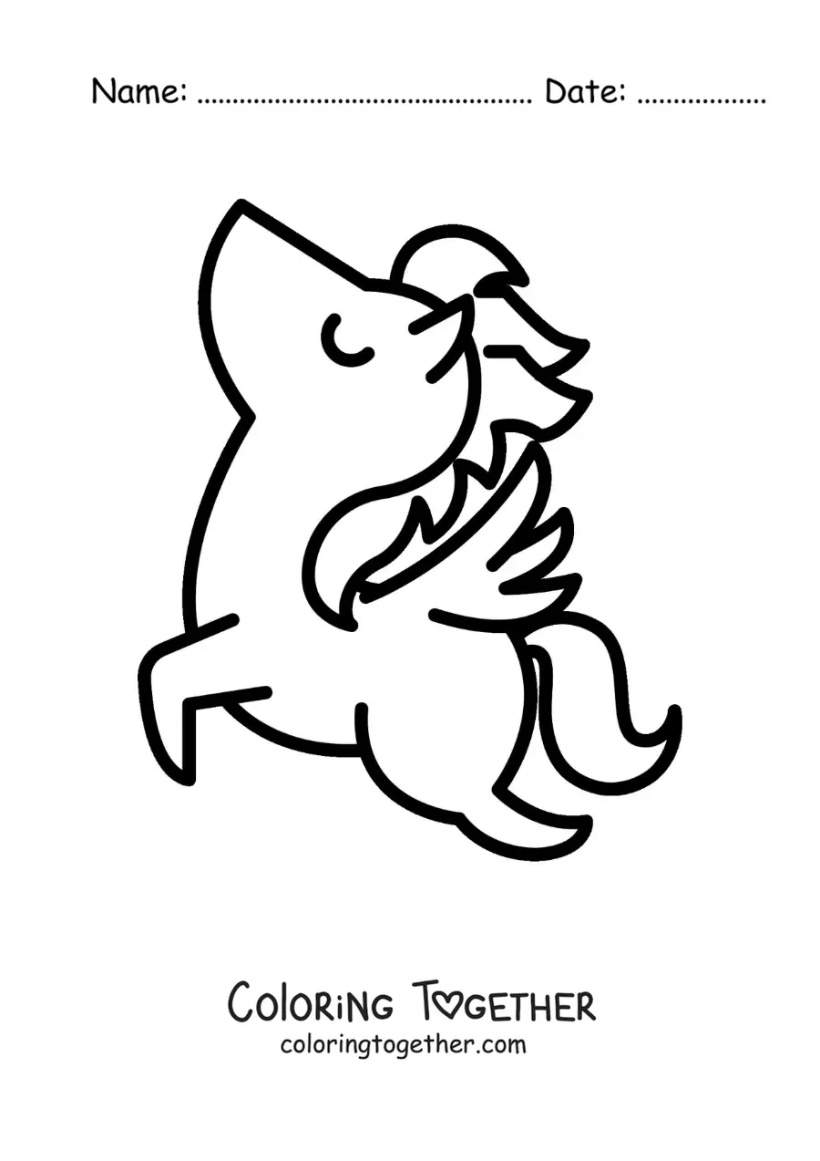 Coloring page of an easy cartoon Pegasus