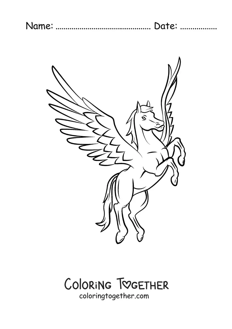 Coloring page of Pegasus on two legs