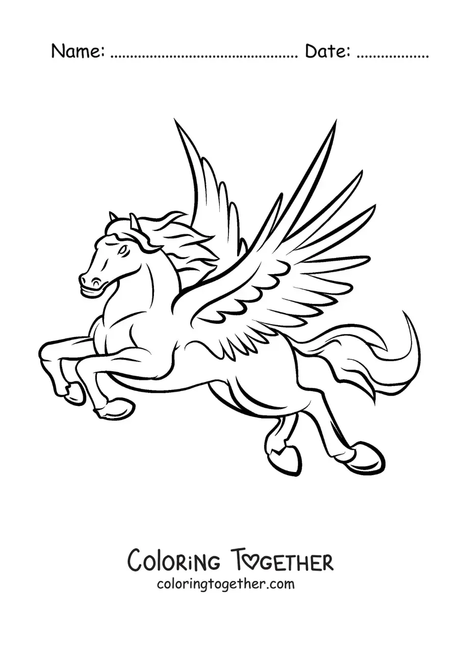 Coloring page of Pegasus from Greek mythology