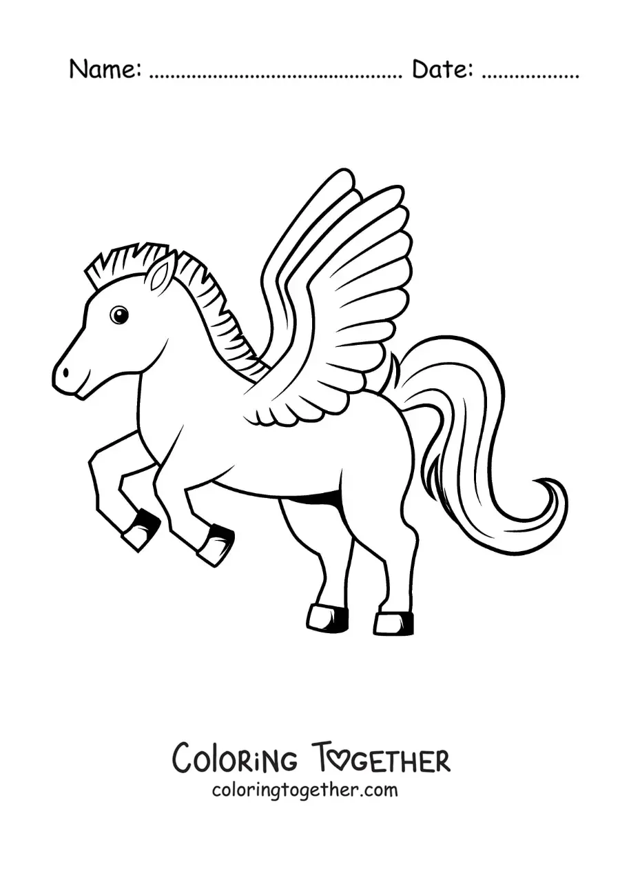 Coloring page of Pegasus the fantastic animal