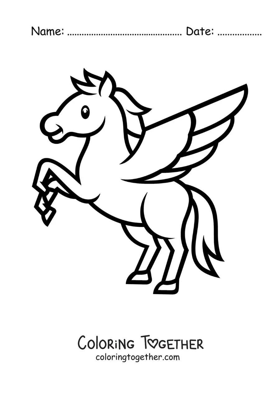 Coloring page of easy Pegasus the winged horse