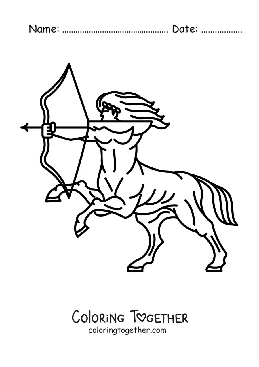 Coloring page of a warrior centaur