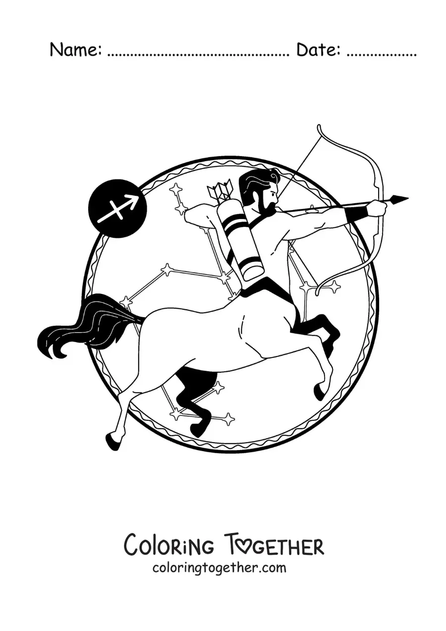Coloring page of the centaur from the Centaurus constellation