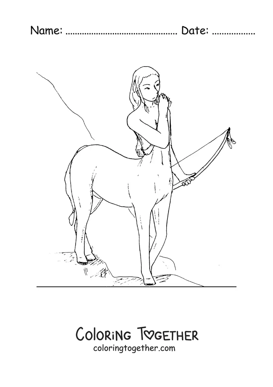 Coloring page of a fantastic centaur
