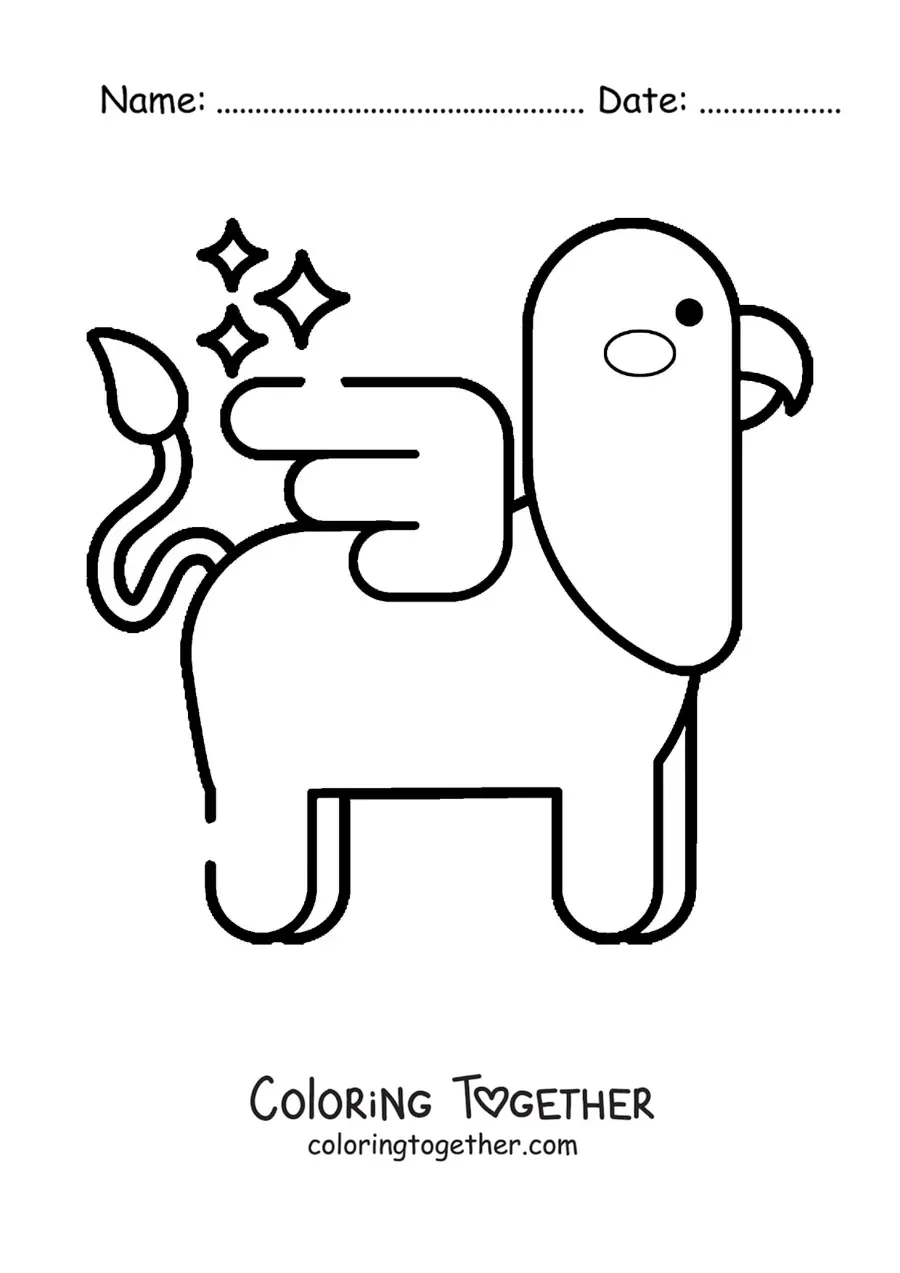 Coloring page of an easy cartoon griffin