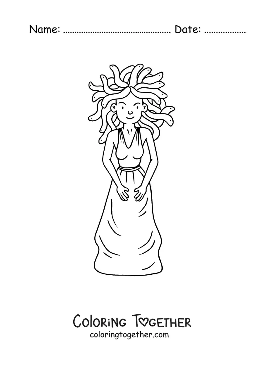 Coloring page of Medusa from Greek mythology