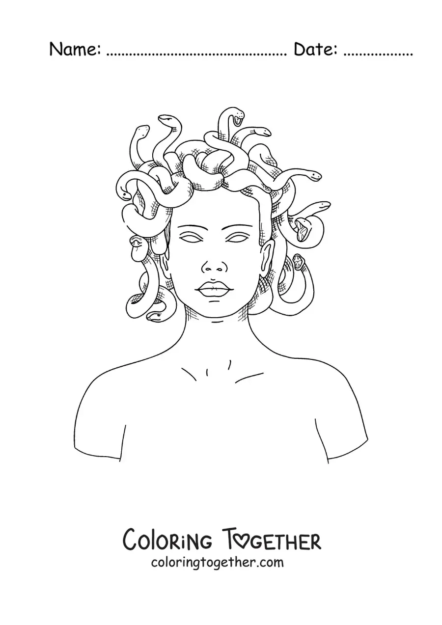 Coloring page of Medusa the Greek goddess